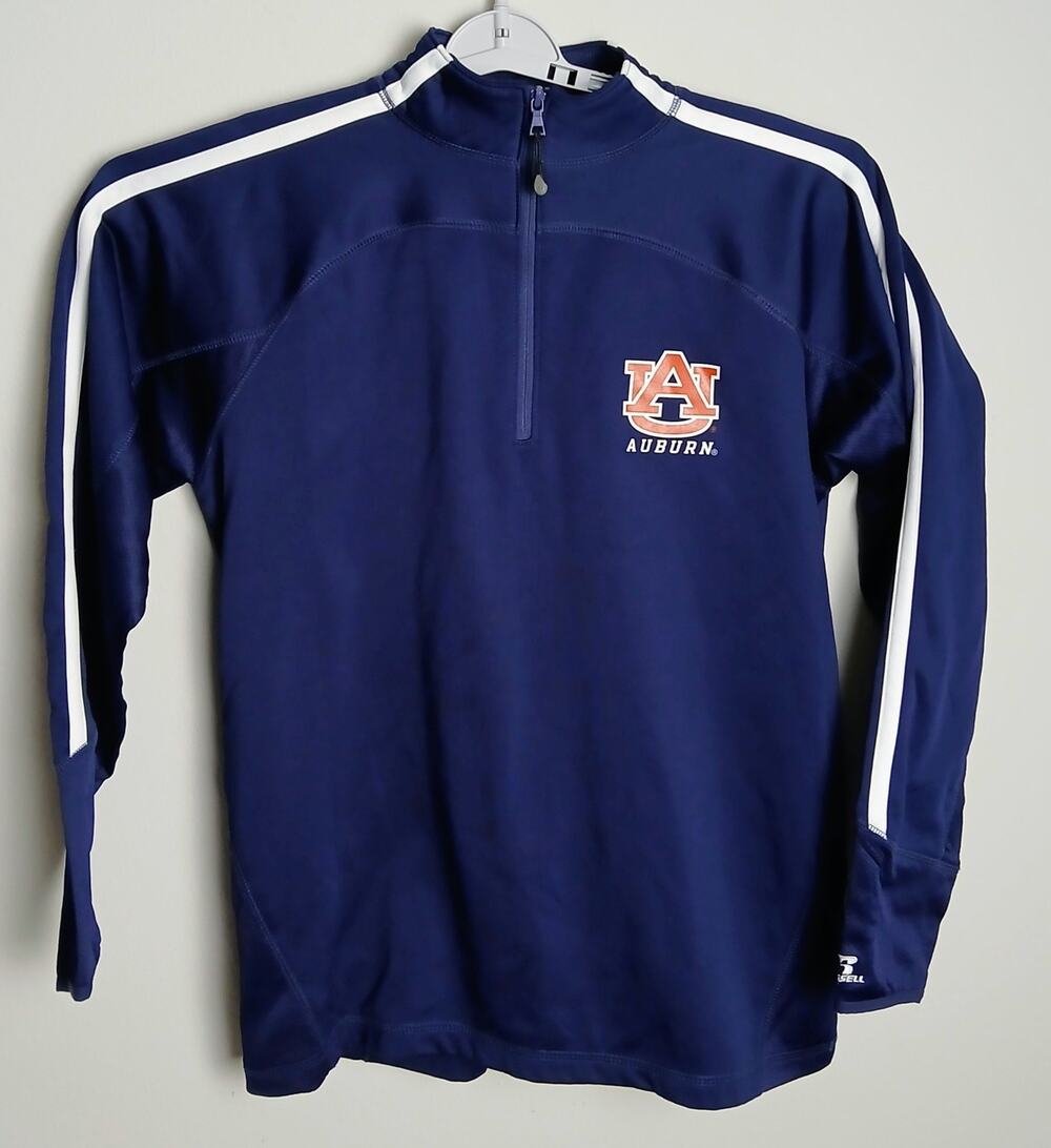 Russell Athletic Auburn Tigers 1/4 Zip Pullover Jacket Men L Blue Vintage SEC